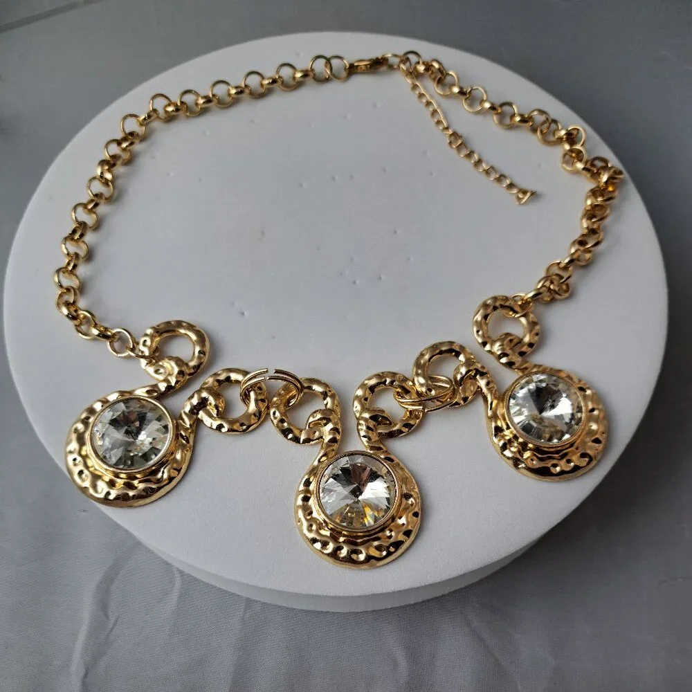 Large Rhinestone Statement Necklace - Picture 2 of 4